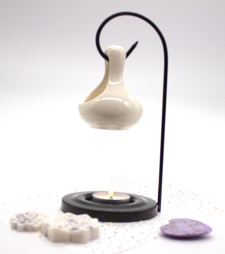 Hanging Ceramic Tear-drop style Oil Burner/Wax Melter - Cream