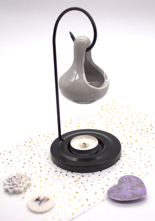 Hanging Tear-drop style Ceramic Oil Burner/Wax Melter - Grey
